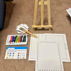 Creatology Kids Art Canvas Paint Set Wood Easel Brushes Acrylic Paint Used